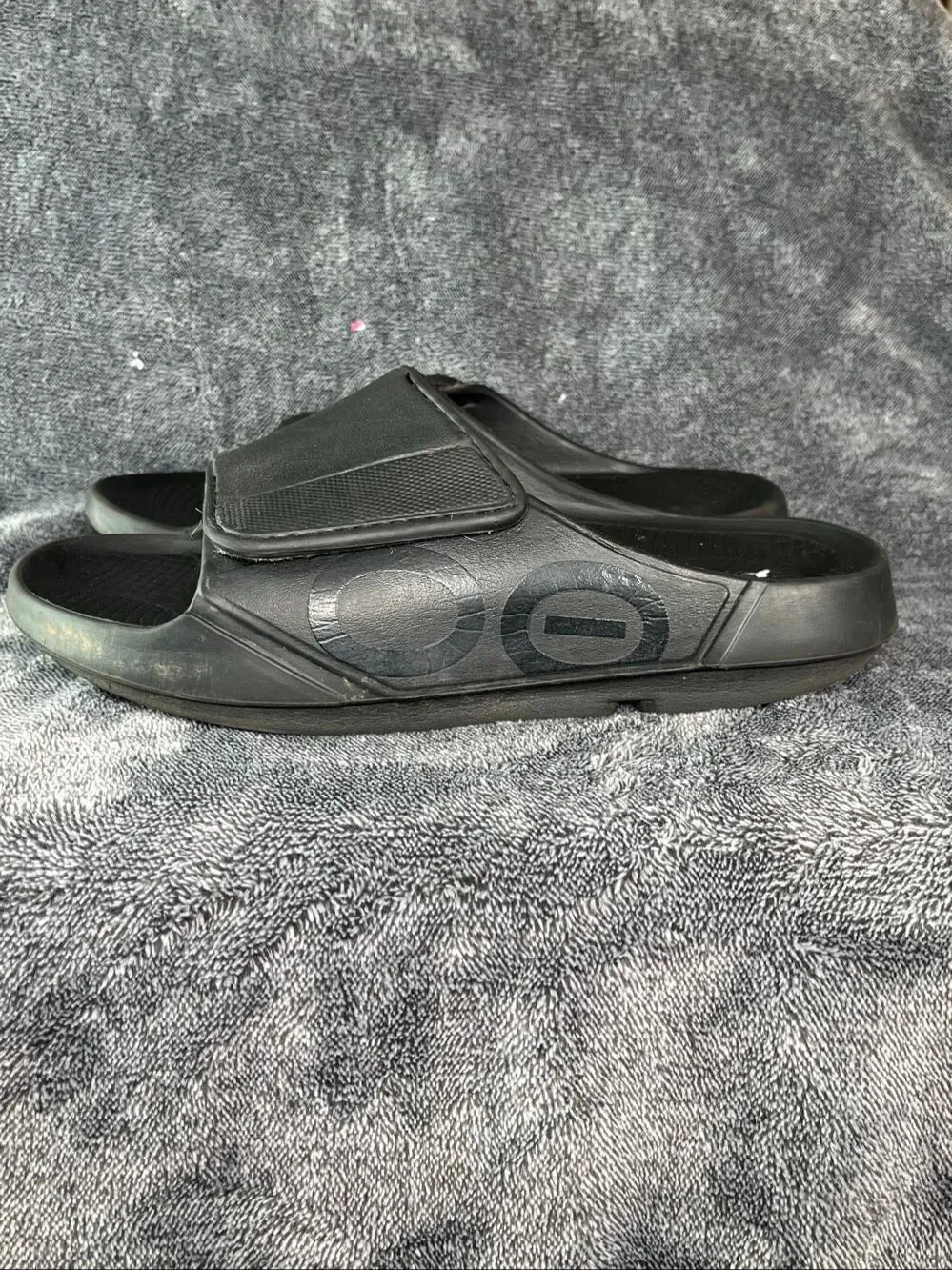 OOFOS OOahh Sport Flex Recovery Sandals Black Men's 9 / Women's 11 Adjustable Sl